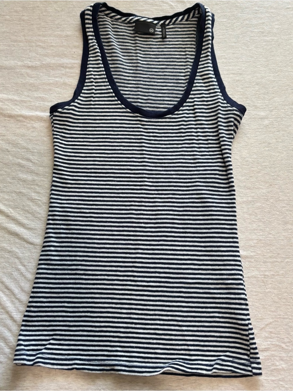 AG Adriano Goldschmied Cambria Ribbed Knit Navy Stripe Tank Top S